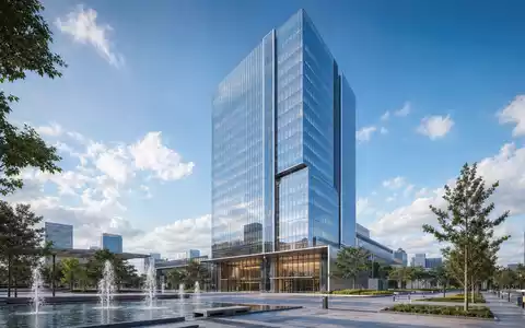 Architektur-Render eines modernen Glasturms mit Platzanlage, konzeptionell zugehörig zu MetLife Inc., ISIN US59156R1086 - Foto: THN