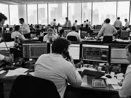 Schwarzweiß-Reportagefoto vom Bankgeschäft, passend zu Investec plc, ISIN GB00B17BBQ50, dokumentarischer Stil London - Foto: THN