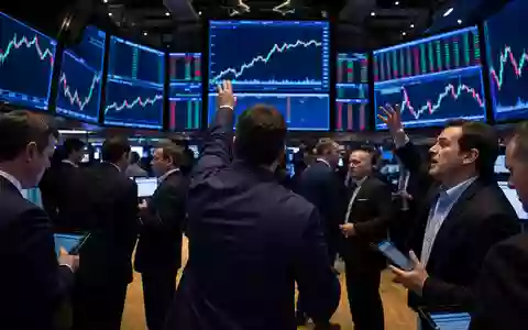 Börsen-Editorial vom Trading-Floor der Londoner Börse zeigt Investec plc, ISIN GB00B17BBQ50, Finanzcharts im Hintergrund - Foto: THN