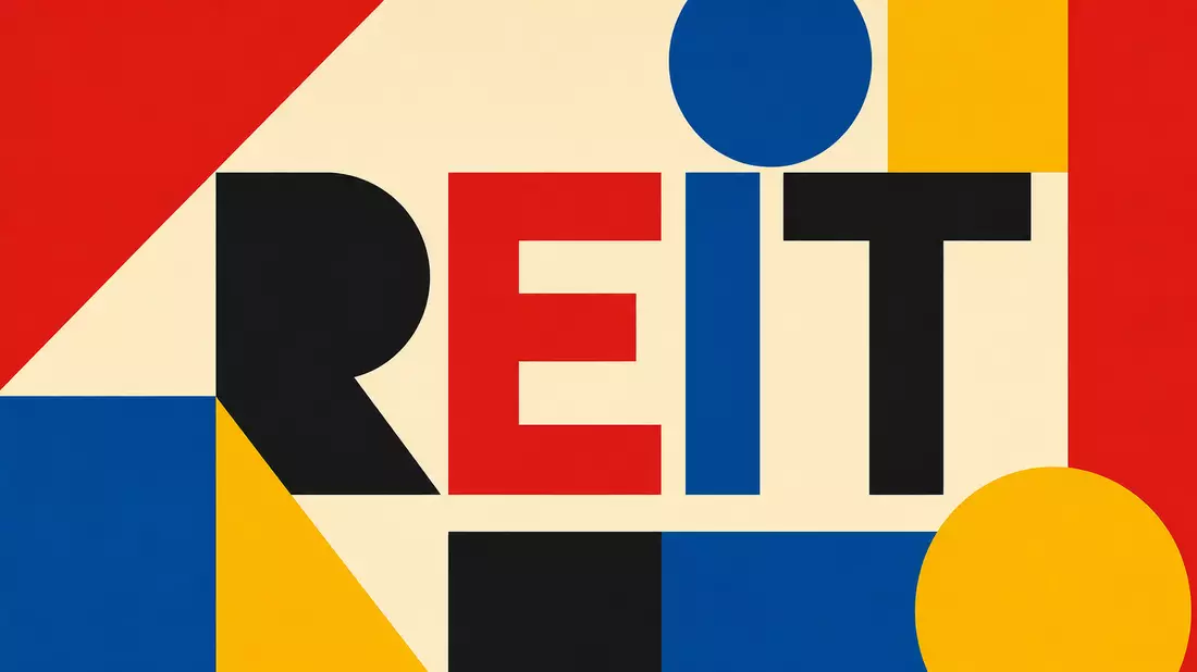 Geometrisches Bauhaus-Poster mit dem Schriftzug REIT