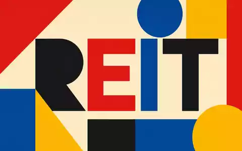 Bauhaus-Poster mit geometrischen Formen und Text REIT symbolisiert Great Portland Estates plc, ISIN GB00B01FLL16, Immobiliensektor - Foto: THN