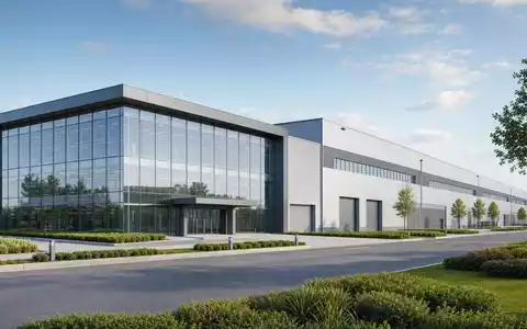 Rotork plc GB00BVFNZH21 als moderner Architektur-Render einer sauberen Fertigungsanlage für den Maschinenbau-Sektor - Foto: THN