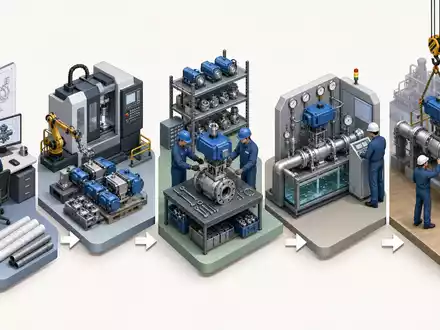 Rotork plc GB00BVFNZH21 illustriert als isometrisches 3D-Diagramm der gesamten Ventilsteuerungs-Wertschöpfungskette im Maschinenbau - Foto: THN