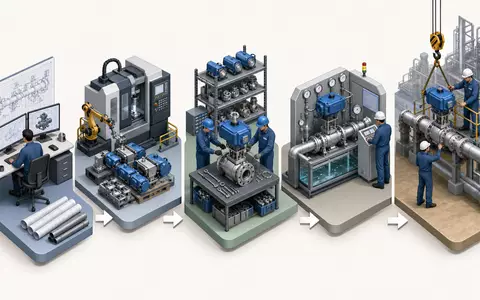 Rotork plc GB00BVFNZH21 illustriert als isometrisches 3D-Diagramm der gesamten Ventilsteuerungs-Wertschöpfungskette im Maschinenbau - Foto: THN