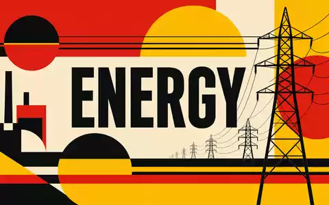 Evergy US30034W1064 Bauhaus-Poster mit ENERGY-Schriftzug und geometrischen Formen in roten gelben Primärfarben - Foto: THN
