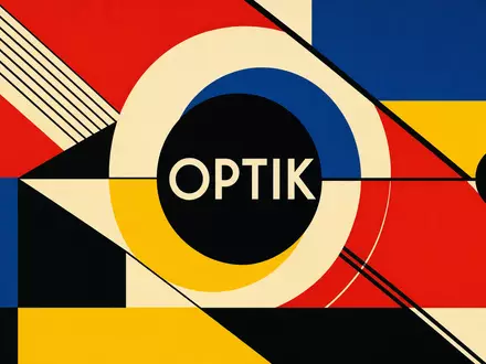 EssilorLuxottica FR0000121667 Bauhaus-Poster geometrisch OPTIK Sektor Primärfarben konstruktivistisches Grafikdesign der 1920er Jahre - Foto: THN