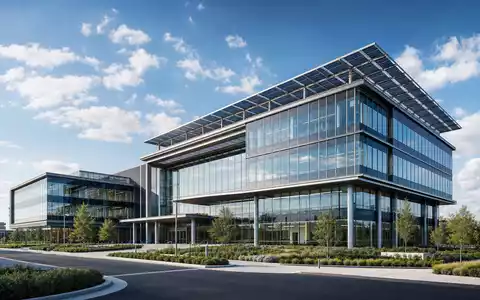 Eversource Energy Firmensitz als moderner Architekturrender mit Solarpanelen und Glasfassade ISIN US30040W1080 - Foto: THN