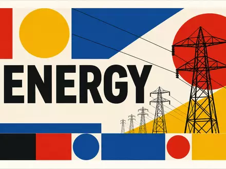 Eversource Energy Bauhaus Poster mit ENERGY Schriftzug und Strommasten als Versorger ISIN US30040W1080 - Foto: THN