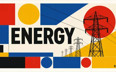 Eversource Energy Bauhaus Poster mit ENERGY Schriftzug und Strommasten als Versorger ISIN US30040W1080 - Foto: THN