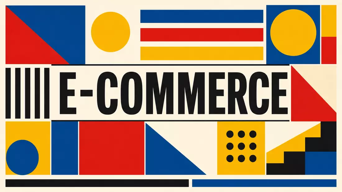Bauhaus-Poster E-COMMERCE geometrisch Primärfarben, Etsy Inc. E-Commerce Sektor