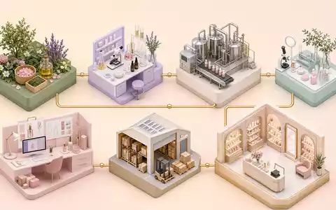 Estée Lauder Cos. US5184391044 – Isometrisches 3D-Diagramm der gesamten Kosmetik-Wertschöpfungskette im Überblick - Foto: THN