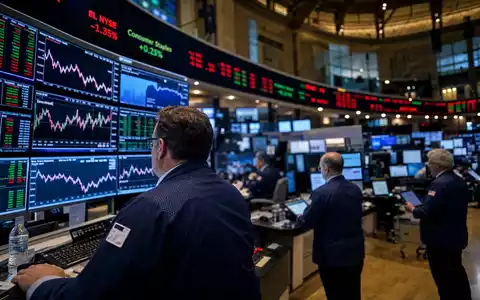 Estée Lauder Cos. US5184391044 – NYSE-Handelsparkett mit Beauty-Sektor-Aktienkursen auf großen digitalen Monitoren - Foto: THN