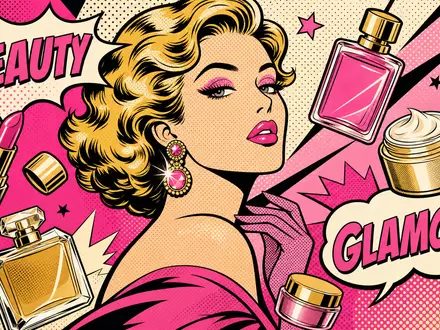 Estée Lauder Cos. US5184391044 – Pop-Art-Comic mit glamouröser Szene und schwebenden Kosmetikprodukten - Foto: THN