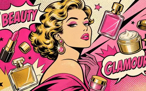Estée Lauder Cos. US5184391044 – Pop-Art-Comic mit glamouröser Szene und schwebenden Kosmetikprodukten - Foto: THN