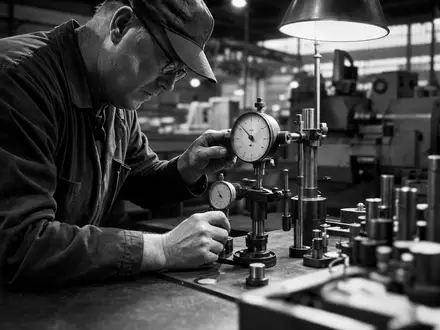 AMETEK Inc. Techniker kalibriert industrielle MessgerĂ€te dokumentarisch in SchwarzweiĂ, Aktie mit ISIN US0311001004 - Foto: THN
