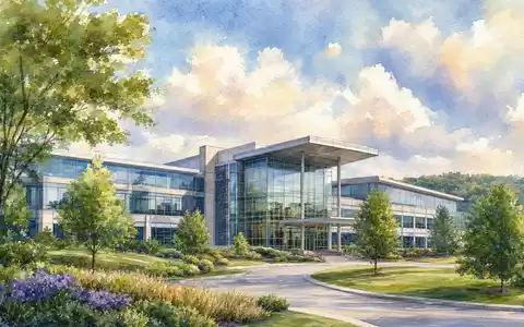 AMETEK Inc. Hauptquartier in Pennsylvania als stimmungsvolles Aquarellgemälde dargestellt, ISIN US0311001004 repräsentiert - Foto: THN