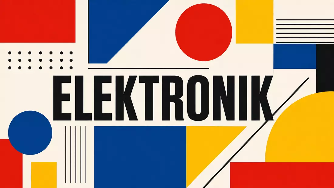 Bauhaus-Poster mit dem Wort ELEKTRONIK in geometrischem Stil für AMETEK Inc