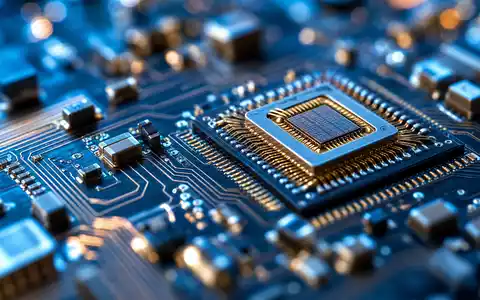 AMETEK Inc. Elektronikbranche zeigt extreme Makroaufnahme einer Leiterplatte mit Mikrochip, ISIN US0311001004 - Foto: THN