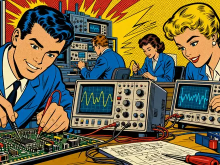 AMETEK Inc. Elektronikbranche im farbigen Pop Art Comic Stil lebendig illustriert, ISIN US0311001004 - Foto: THN