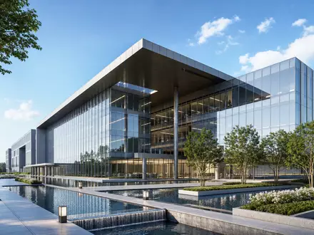 American Water Works US0304201033 modernes Firmen Hochhaus als Architektur Render mit Wasser Anlage - Foto: THN