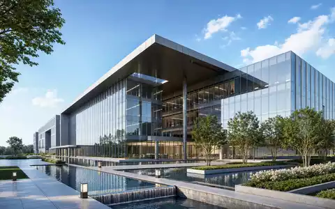 American Water Works US0304201033 modernes Firmen Hochhaus als Architektur Render mit Wasser Anlage - Foto: THN
