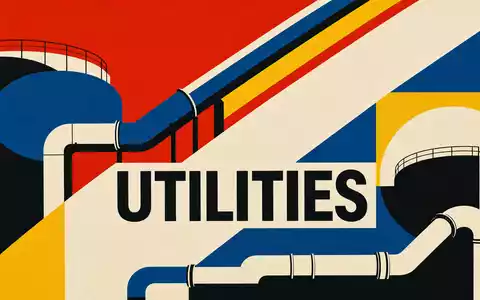 American Water Works US0304201033 Versorger Sektor als Bauhaus Poster mit UTILITIES Text und Geometrie - Foto: THN