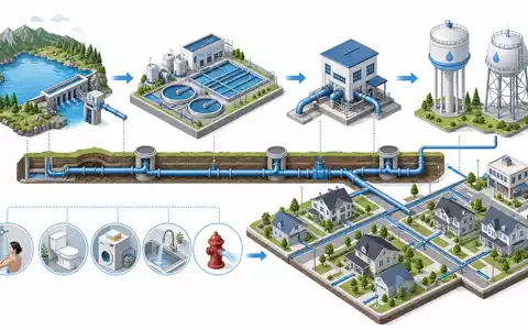 American Water Works US0304201033 Wasser Versorgung als isometrische 3D Prozess Kette dargestellt - Foto: THN