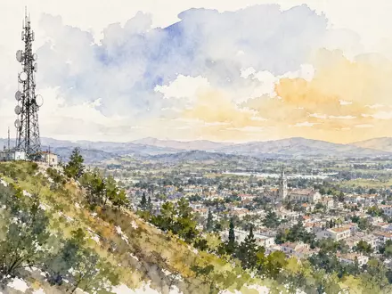 American Tower Corp. zeigt ihren Standort als malerisches Aquarell, Wertpapier US03027X1000 weltweit handelbar - Foto: THN