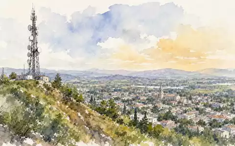 American Tower Corp. zeigt ihren Standort als malerisches Aquarell, Wertpapier US03027X1000 weltweit handelbar - Foto: THN
