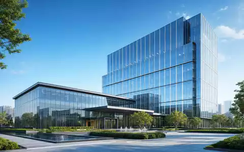 Architektonisches 3D-Render eines glĂ€sernen BĂŒrohochhauses, passend zum Konzern Assicurazioni Generali S.p.A., ISIN IT0000062072, moderne Optik - Foto: THN