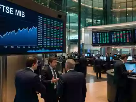 Editorial-Aufnahme des Handelsraums der Borsa Italiana, relevant für Assicurazioni Generali S.p.A., ISIN IT0000062072, dynamische Finanzatmosphäre - Foto: THN
