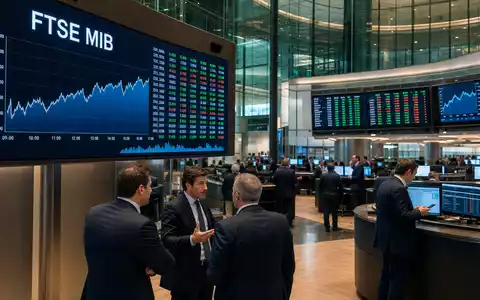 Editorial-Aufnahme des Handelsraums der Borsa Italiana, relevant für Assicurazioni Generali S.p.A., ISIN IT0000062072, dynamische Finanzatmosphäre - Foto: THN