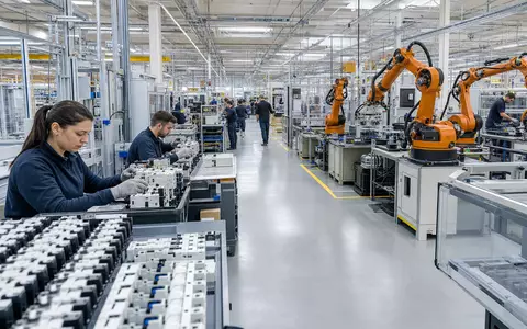 Legrand SA (FR0010307819) betreibt moderne Produktionsanlagen für elektrische Schalter und Installationskomponenten mit Robotertechnik - Foto: THN