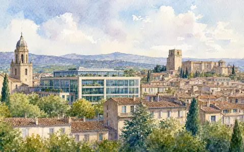 Legrand SA (FR0010307819) hat seinen Sitz in einer französischen Provinzstadt, hier als Aquarell dargestellt - Foto: THN