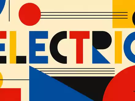 Legrand SA (FR0010307819) inspiriert ein geometrisches Bauhaus-Poster mit Sektor-Schriftzug ELECTRIC in kräftigen Farben - Foto: THN