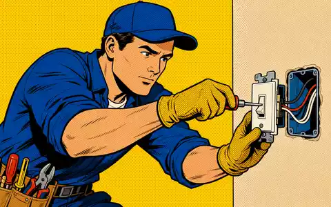 Legrand SA (FR0010307819) Elektroinstallationen inspirieren eine farbenfrohe Pop-Art-Comic-Szene mit einem tatkräftigen Elektriker - Foto: THN