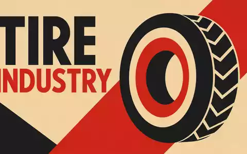 Compagnie Générale des Établissements Michelin FR001400AJ45 illustriert geometrisches Bauhaus-Poster mit Reifenform und Branchentext TIRE INDUSTRY - Foto: THN
