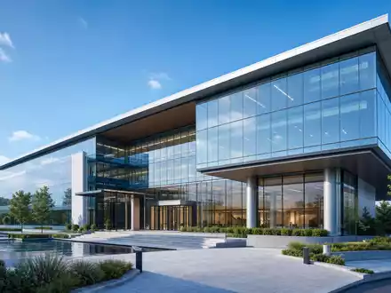 Lancashire Holdings Limited BMG5361W1047 präsentiert ein modernes Glasbürogebäude als architektonisches Rückversicherungs-Hauptsitz-Render mit klarer Linienführung - Foto: THN