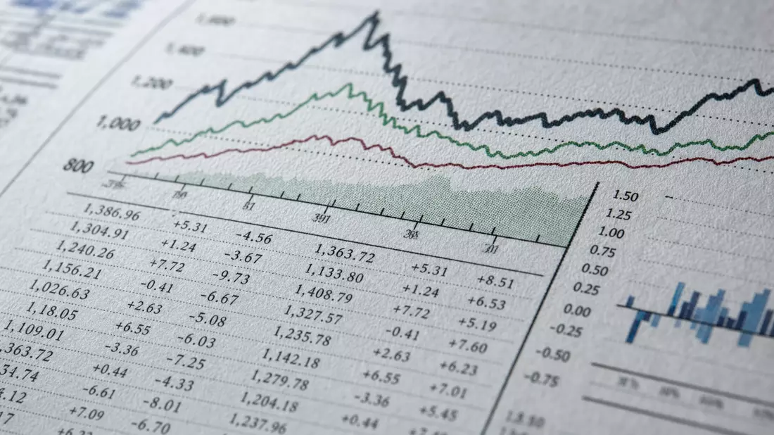 Makroaufnahme Finanzdaten für Man Group plc