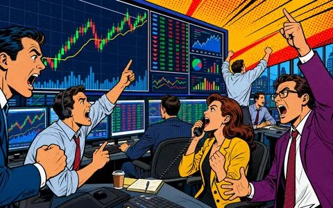 Man Group plc JE00BJ1DLW90 erschafft farbenfrohe Pop-Art-Comic-Szene mit Börsenhändlern, Charts und Finanzsymbolen in London - Foto: THN