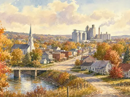 Aquarellmalerei einer amerikanischen Kleinstadt symbolisiert den Firmensitz von Smucker (J.M.) Co., ISIN US8326964058 - Foto: THN