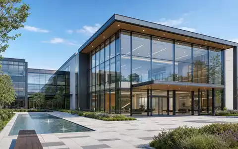 Modernes Architektur-Rendering einer Firmenzentrale repräsentiert Smucker (J.M.) Co., ISIN US8326964058, als führendes Nahrungsmittelunternehmen weltweit - Foto: THN