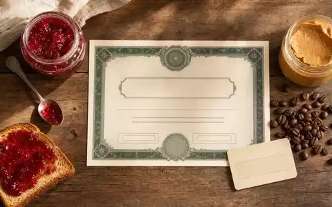Flatlay-Arrangement mit Aktienzertifikat und Frühstücksprodukten illustriert die Investment-Story von Smucker (J.M.) Co., ISIN US8326964058, anschaulich - Foto: THN