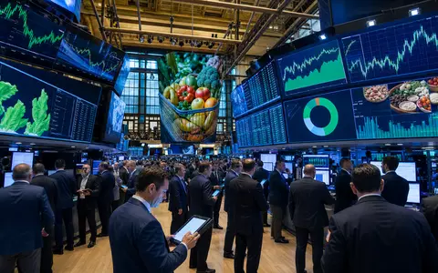 Börsen-Editorial-Aufnahme vom Trading-Floor mit Konsumgüter-Charts veranschaulicht die Marktnotierung von Smucker (J.M.) Co., ISIN US8326964058 - Foto: THN