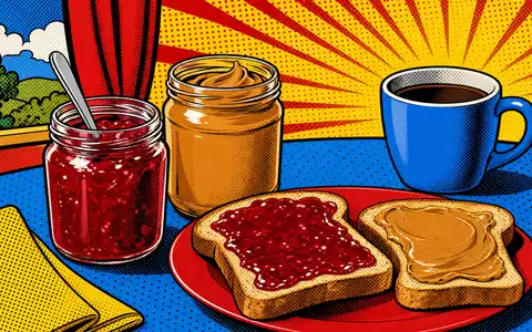 Farbenfrohe Pop-Art-Comic-Illustration einer Frühstücksszene repräsentiert kreativ die Konsumgüterwelt von Smucker (J.M.) Co., ISIN US8326964058 - Foto: THN