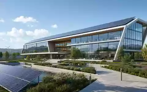 SMA Solar Technology DE000A0DJ6J9 zeigt einen futuristischen Firmensitz mit Photovoltaik-Dach als Architektur-Render - Foto: THN
