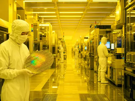 Fotorealistische Aufnahme einer Halbleiter-Reinraumfertigung zeigt Skyworks Solutions ISIN US83088M1027 als Referenz für Chip-Produktion - Foto: THN