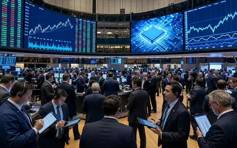 Börsen-Editorial-Foto vom Trading-Floor mit Halbleiter-Charts symbolisiert den Handel von Skyworks Solutions mit ISIN US83088M1027 - Foto: THN