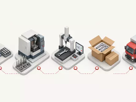 Isometrisches 3D-Diagramm der Werkzeug-Wertschöpfungskette veranschaulicht Snap-on Inc. Prozesse, Aktie ISIN US8330341012 gelistet - Foto: THN