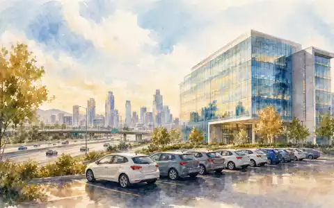 Aquarellmalerei einer Firmenzentrale mit Skyline symbolisiert Sixt SE DE0007231334 als Mobilitätsunternehmen am Kapitalmarkt - Foto: THN